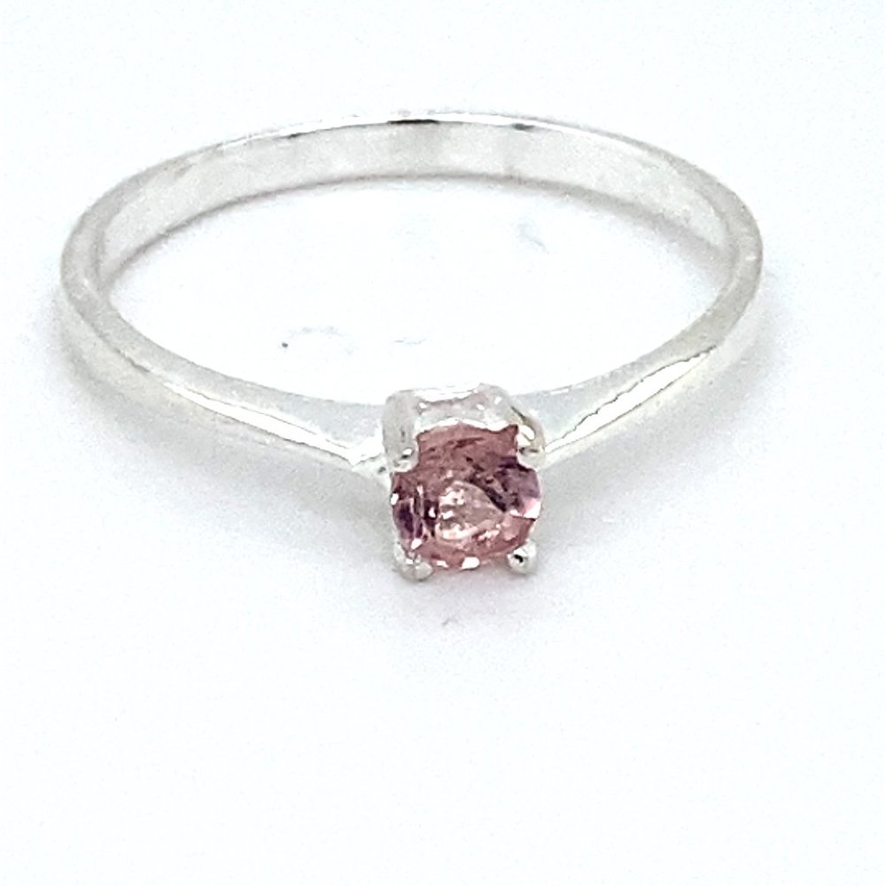 Morganite .22ct Platinum Finish Solid Silver Ring